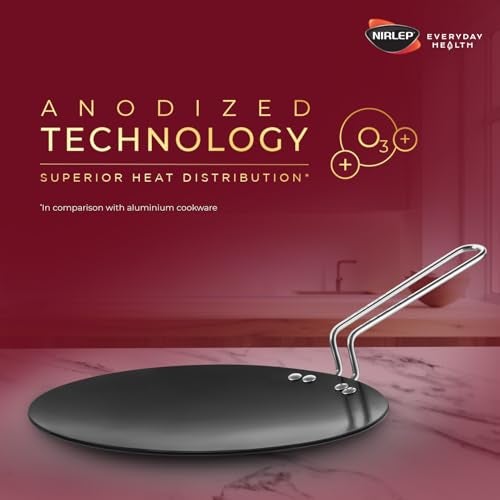 Nirlep Ebony Concave Roti Tawa 22 cm I Durable Hard Anodised Tawa I 5Y Guarantee I Black - Image 3