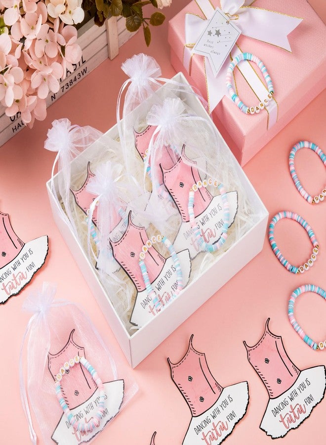Yinkin 40 Sets Ballet Party Favors for women Include Polymer Clay Beaded Dance Bracelet Thank you card and gift bags Ballet Birthday Gifts Ballerina Gifts for Dance Party (Tutu) - Image 4