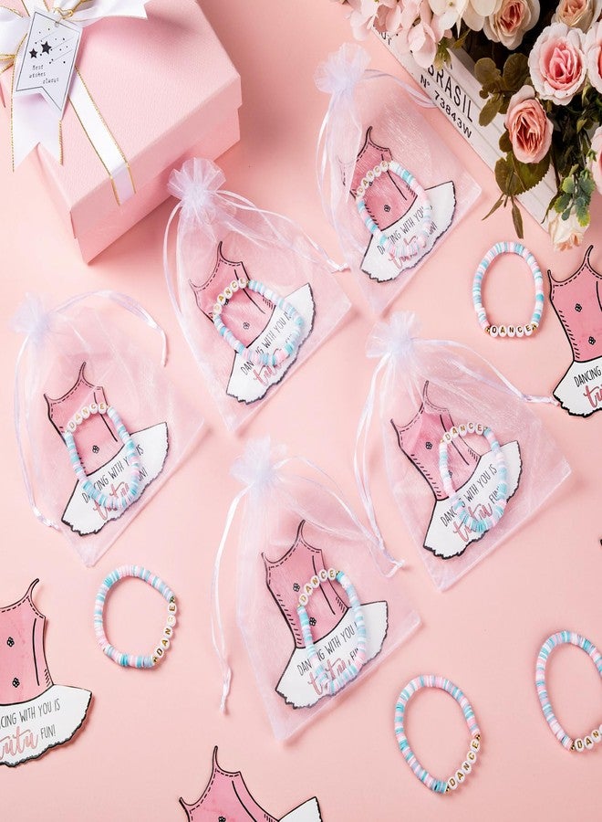 Yinkin 40 Sets Ballet Party Favors for women Include Polymer Clay Beaded Dance Bracelet Thank you card and gift bags Ballet Birthday Gifts Ballerina Gifts for Dance Party (Tutu) - Image 5