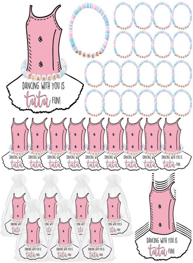 Yinkin 40 Sets Ballet Party Favors for women Include Polymer Clay Beaded Dance Bracelet Thank you card and gift bags Ballet Birthday Gifts Ballerina Gifts for Dance Party (Tutu) - Image 1