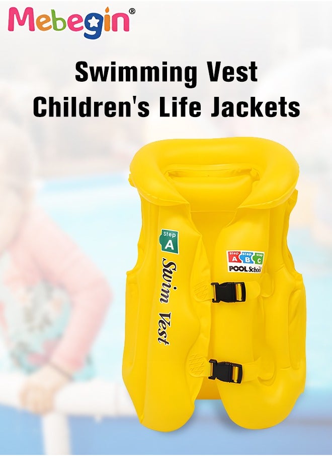 MEBEGIN 6Pcs Kids Swim Vest Set with Inflator Swimming Goggles, Sleeves, Swimming Bag, Nose Clip and Earplugs, Floatation Vest with Adjustable Buckles, Buoyancy Swimming Aid Float Jacket for Learning Swiming, Perfect for Pool, Swim Lesson, Beach and Water Party  - Image 1