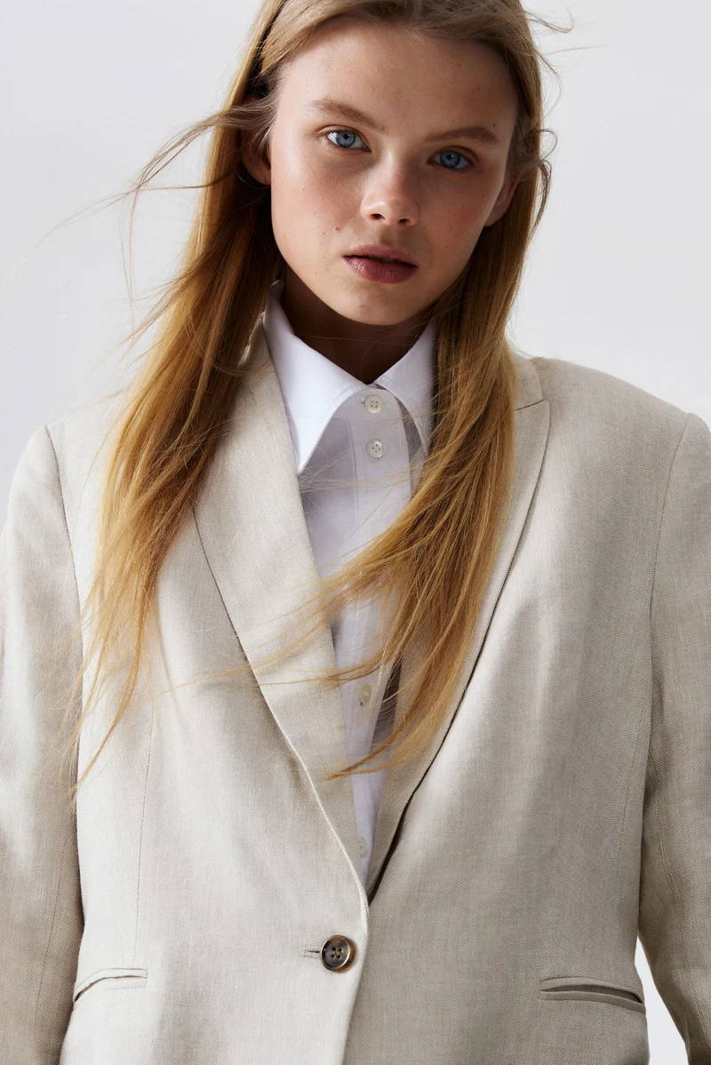 اتش اند ام Linen-blend blazer