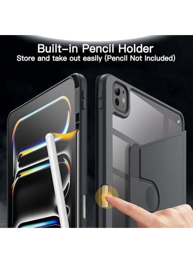Jetech Rotating Case For Ipad Pro 13 Inch M4 2024 With Pencil Holder 360 Degree Rotation Protective Stand Cover Clear Back Auto Wake Sleep Space Gray - Image 5
