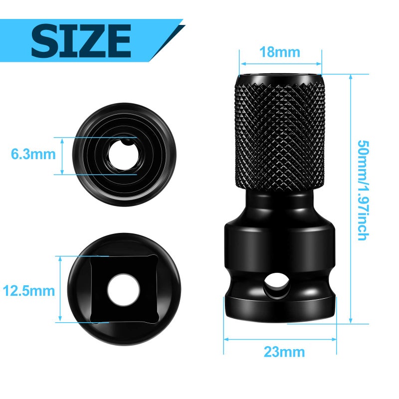Honoson 4 Pieces 1/2 Inches Square to 1/4 Inches impact adapter hex adapter Female Socket with Aprons and Sockets, Socket Extension Kit Accessories for Pneumatic and Electric Wrenches - Image 2