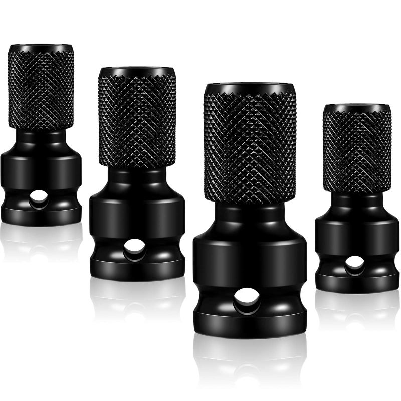 Honoson 4 Pieces 1/2 Inches Square to 1/4 Inches impact adapter hex adapter Female Socket with Aprons and Sockets, Socket Extension Kit Accessories for Pneumatic and Electric Wrenches - Image 1