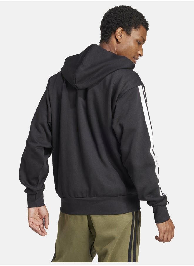 essentials three stripes fleece men's hooded track top