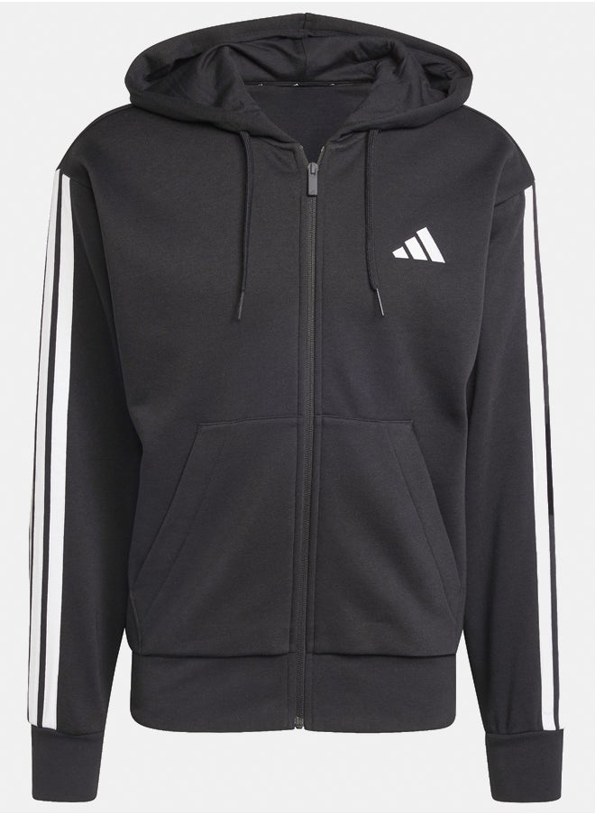 essentials three stripes fleece men's hooded track top