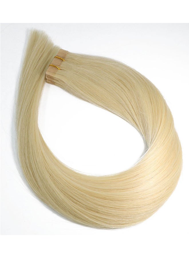 Aison Platinum Blonde Tape in Hair Extensions Human Hair Silky Straight for Women 20 Pcs/Package(18Inch #60 40g) - Image 2