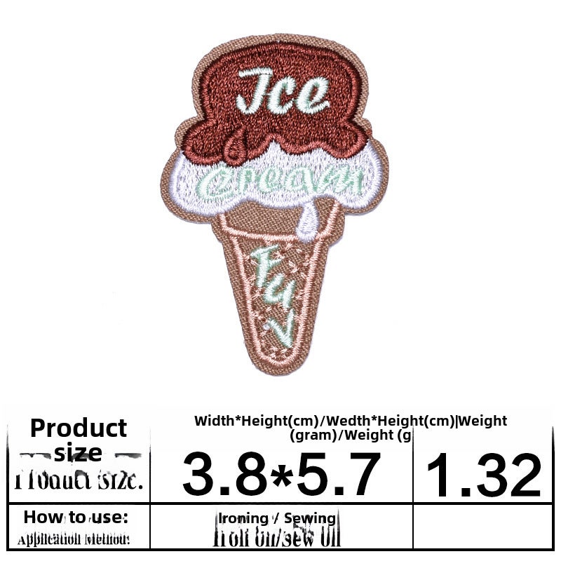 Embroidered Patches for Ice Cream Candy Cake 3606