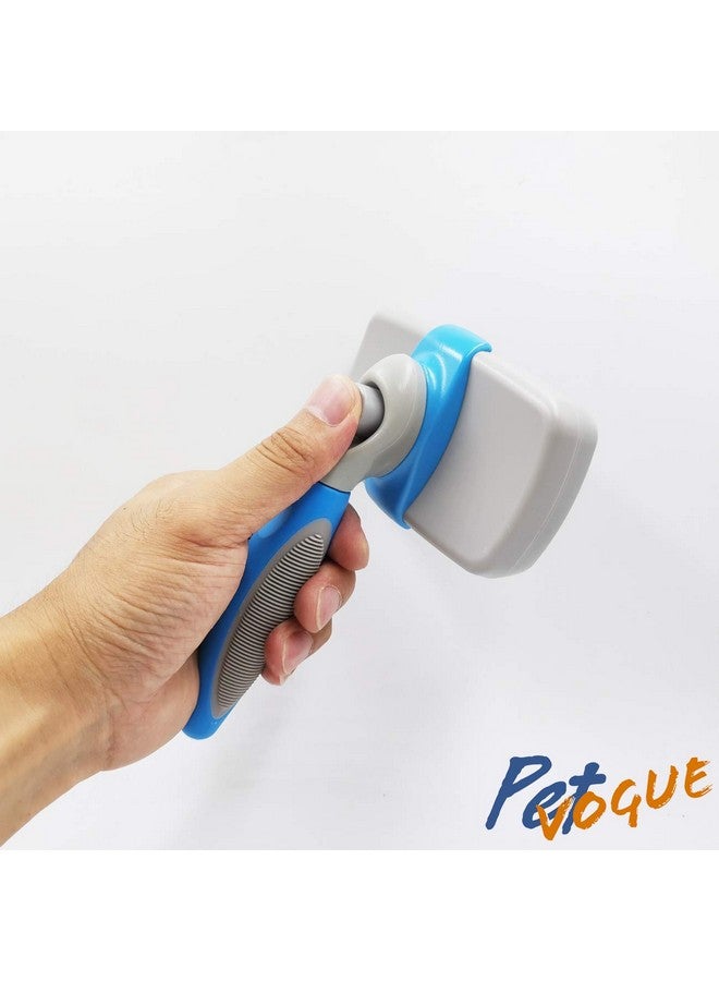 بت فرشاة تنظيف شعر الكلاب من سليكر للاستخدام اليومي لتنظيف الفراء المتساقط والأوساخ، رائعة للكلاب والقطط ذات الشعر المتوسط والطويل، مشط تنظيف ذاتي لشعر الكلاب لإزالة التشابك والتساقط - أزرق - Image 2