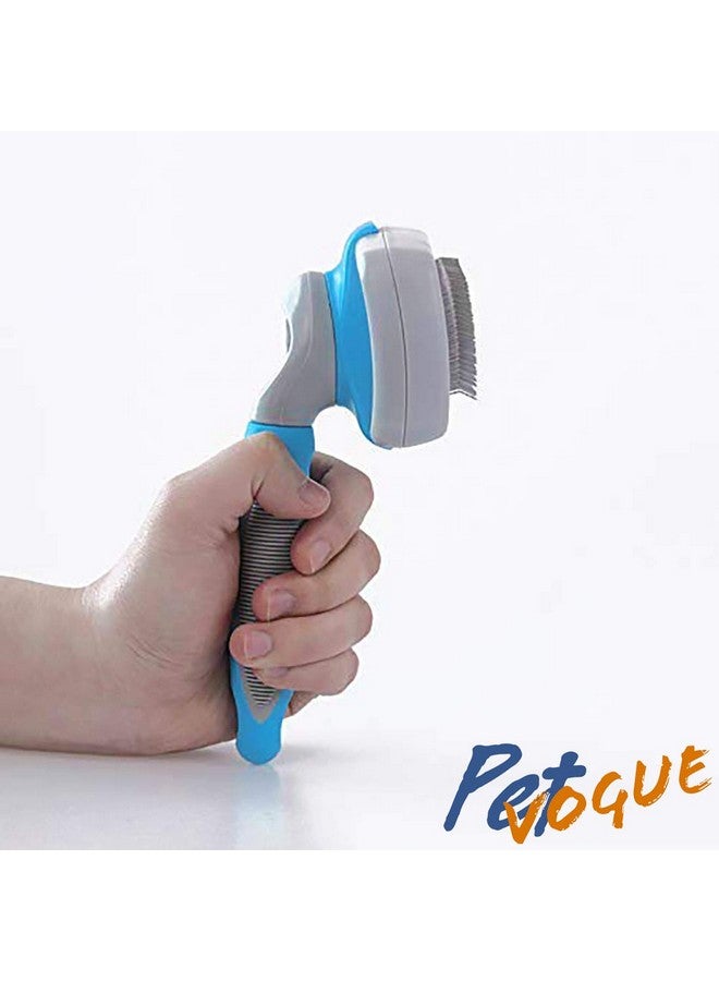 بت فرشاة تنظيف شعر الكلاب من سليكر للاستخدام اليومي لتنظيف الفراء المتساقط والأوساخ، رائعة للكلاب والقطط ذات الشعر المتوسط والطويل، مشط تنظيف ذاتي لشعر الكلاب لإزالة التشابك والتساقط - أزرق - Image 5