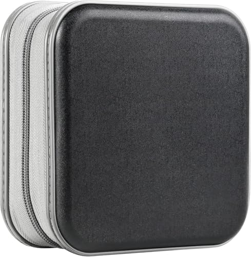 UENTIP 48 Capacity CD CasePortable DVD Hard Plastic Case Holder CD Organizer Wallet Protective DVD Storage Black 48