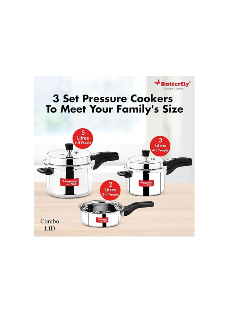 BUTTERFLY Butterfly Tez Triply 2, 3 & 5 Litres Pressure Cookers | Outer Lid |Triply Bottom | Faster & Healthy Cooking| Induction & Gas Stove Compatible | ISI Certified | 5 Years Manufacturer's Warranty | Silver - Image 2