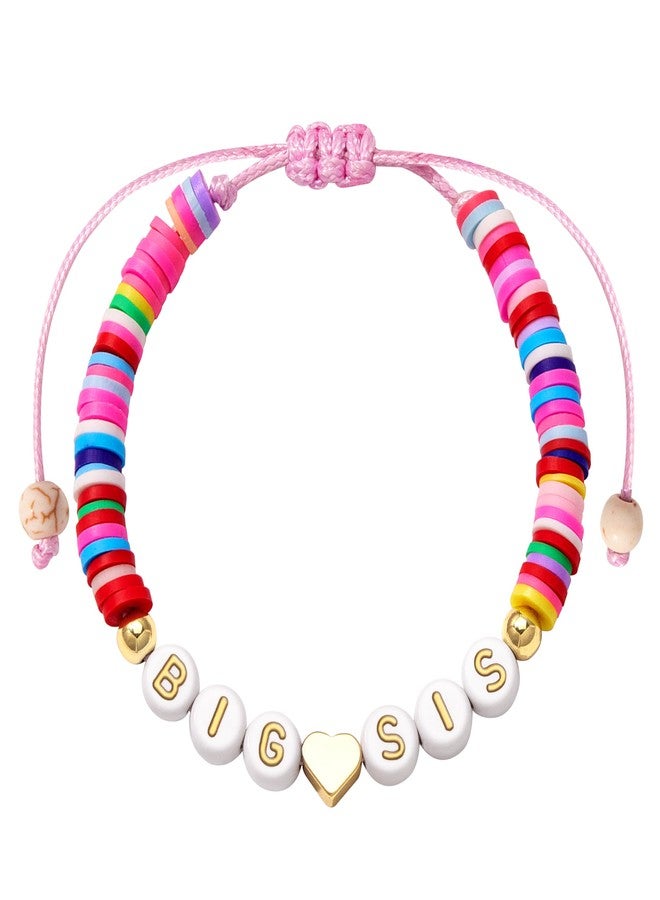 Poxtex Big Sister Bracelet for Daughter, Colorful Big Sister Outfits Shirts Bracelet Girls' Charm Bracelets Toddler Jewelry Birthday Gifts for Girls First Day of School Gift for Kindergarten Preschool First Second Grade - Image 1