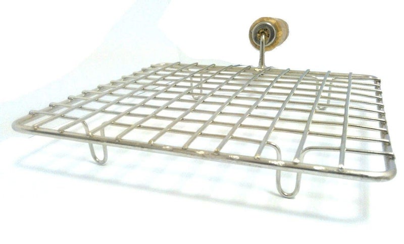 First Dream Stainless Steel Barbeque Square Papad Jali roti Roast Wire Grill Stand with Wooden Handle - Image 3