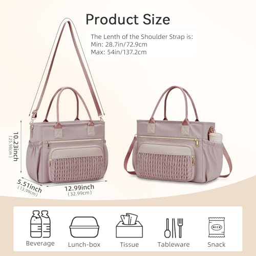 HSHRISH lunch box for women Insulated lunch bag women - LeakProof lunch tote bag With Adjustable shoulder straps and Side Pockets,Reusable cute cooler Bag For Work Picnic Pink - Image 2
