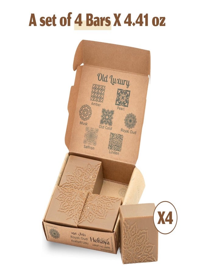 Hekaya Aleppo Soap Bar – Royal Oud Scented Pack of 4 Handmade Olive Oil Soap Bar – Gentle Cleanser for Face Body & Hair Natural, Moisturizing – 17.6oz Total - Image 5