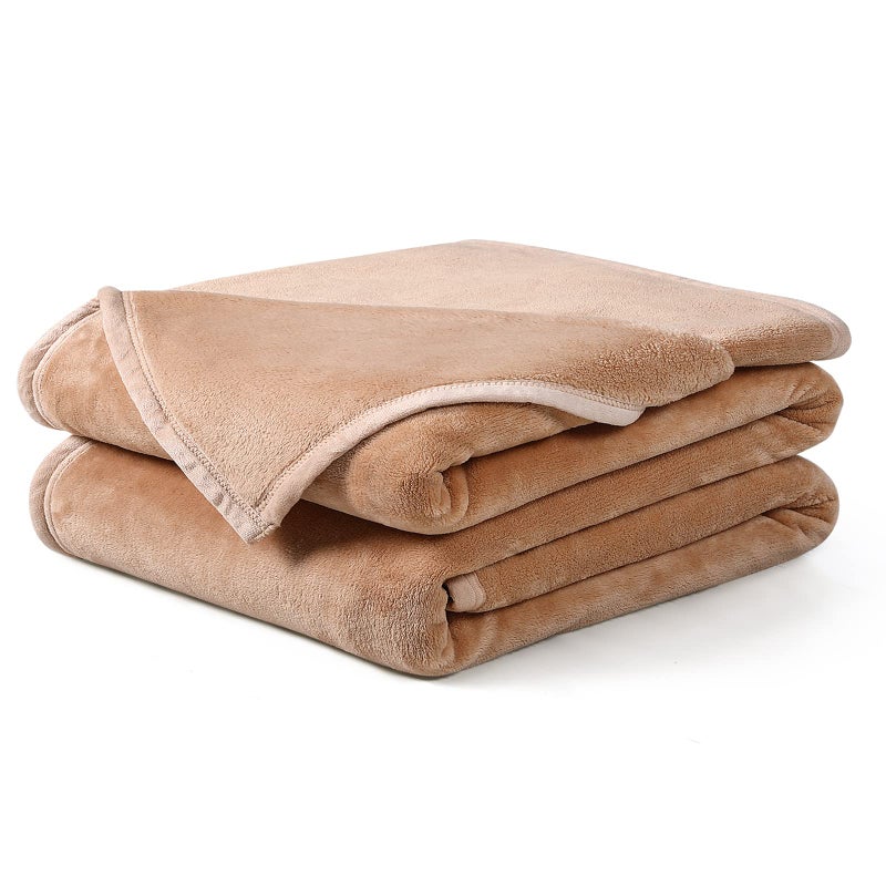 EASELAND Soft Queen Size Blanket All Season Warm Fuzzy Microplush Lightweight Thermal Fleece Blankets for Couch Bed Sofa 90x90 Inches Camel - Image 5