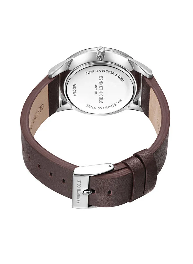 Kenneth Cole New York Analog Gents 42mm Watch with Brown Genuine Leather Strap