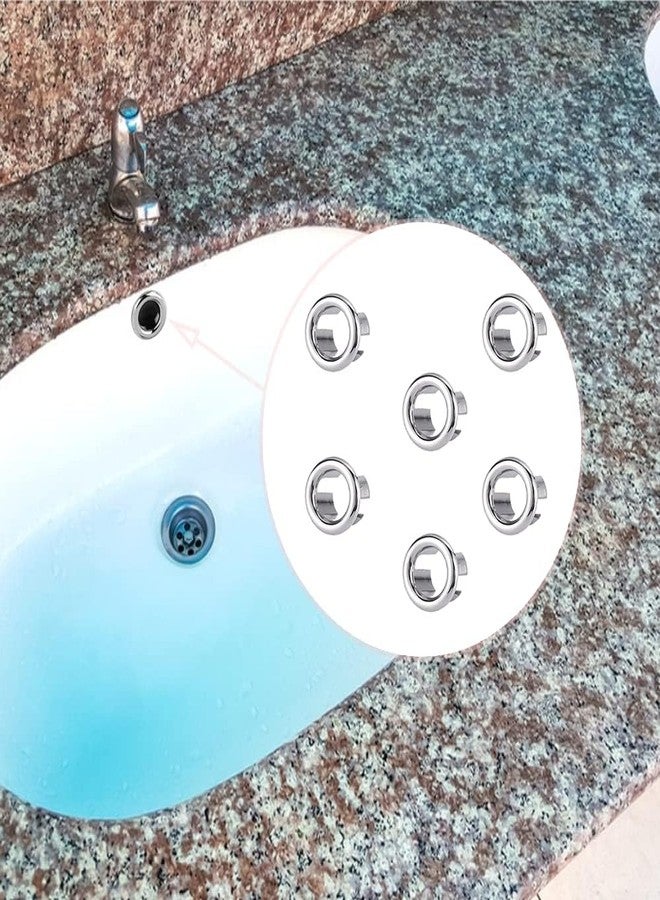 TARINI 6Pcs Sink Overflow Cover, Round Bathroom Basin Overflow Ring, Sink Hole Cap Insert, Drain Hole Trim for Kitchen Sink Bathroom Bathtub - Image 3