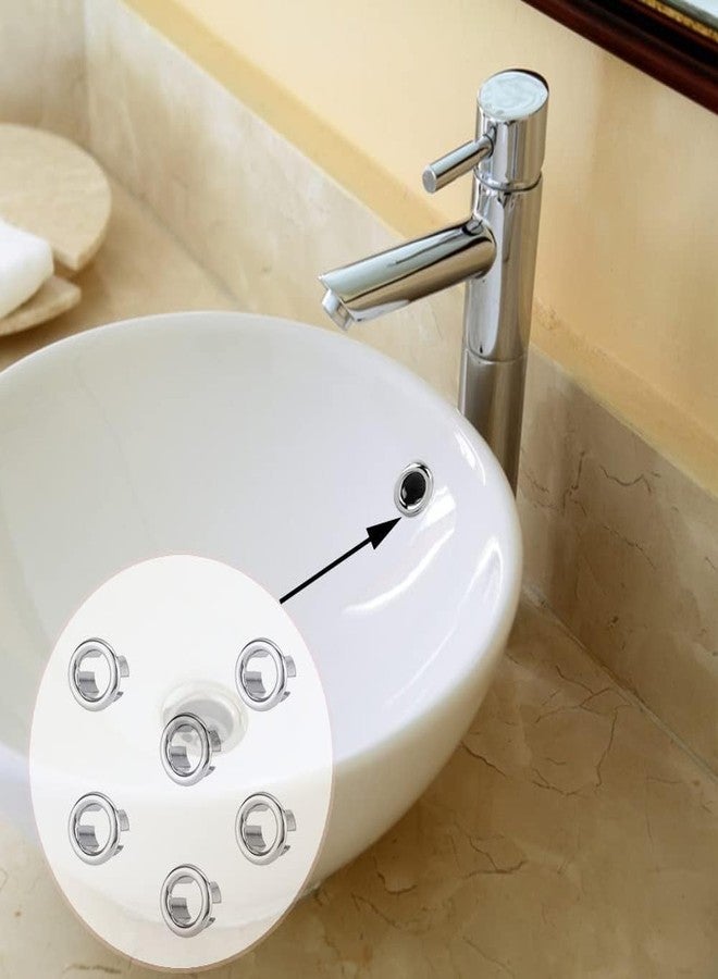 TARINI 6Pcs Sink Overflow Cover, Round Bathroom Basin Overflow Ring, Sink Hole Cap Insert, Drain Hole Trim for Kitchen Sink Bathroom Bathtub - Image 4