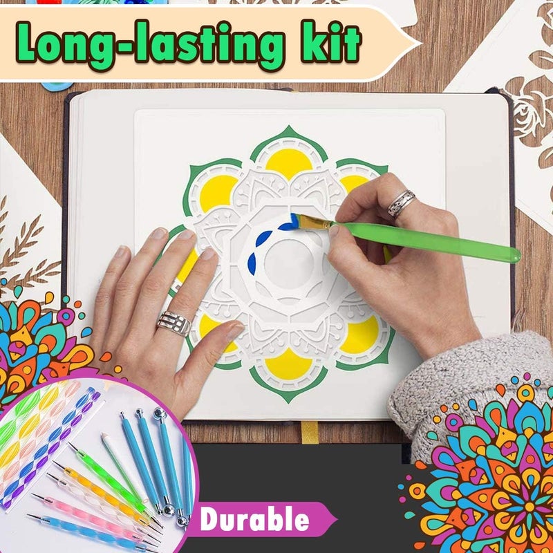 Insnug مجموعة أدوات رسم الماندالا - مجموعة أدوات قوالب الطلاء على الصخور - Image 3