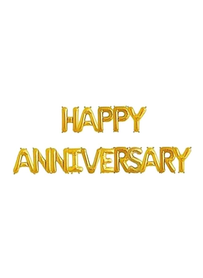 MARKQ 16 Inch Mylar Foil Letter Gold Happy Anniversary Balloons Banner  - Image 1