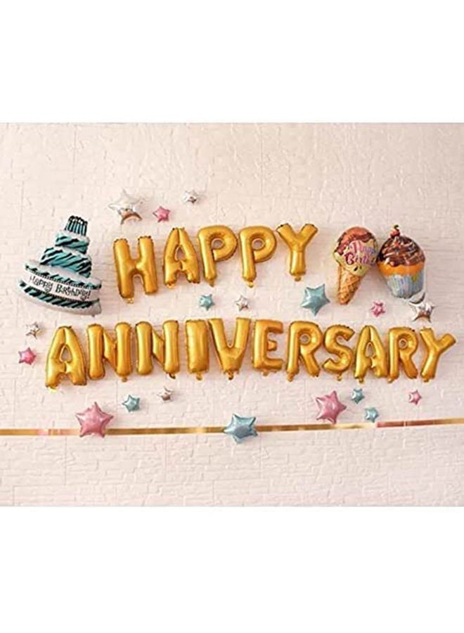MARKQ 16 Inch Mylar Foil Letter Gold Happy Anniversary Balloons Banner  - Image 4