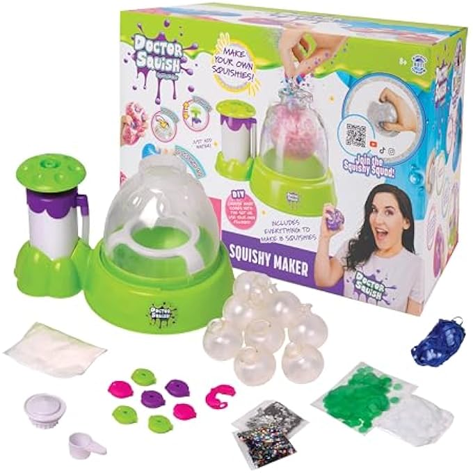 Doctor Squish صانع السكووشي، محطة جديدة لامعة مع جليتر، زينها بالكونفيتي، اللمعان وحبر ملون، مجموعة متنوعة من الأحجام، فقط أضف الماء لصنع سلايم خاص بك، للأعمار من 8 سنوات وما فوق - Image 1
