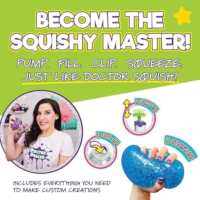 Doctor Squish صانع السكووشي، محطة جديدة لامعة مع جليتر، زينها بالكونفيتي، اللمعان وحبر ملون، مجموعة متنوعة من الأحجام، فقط أضف الماء لصنع سلايم خاص بك، للأعمار من 8 سنوات وما فوق - Image 5