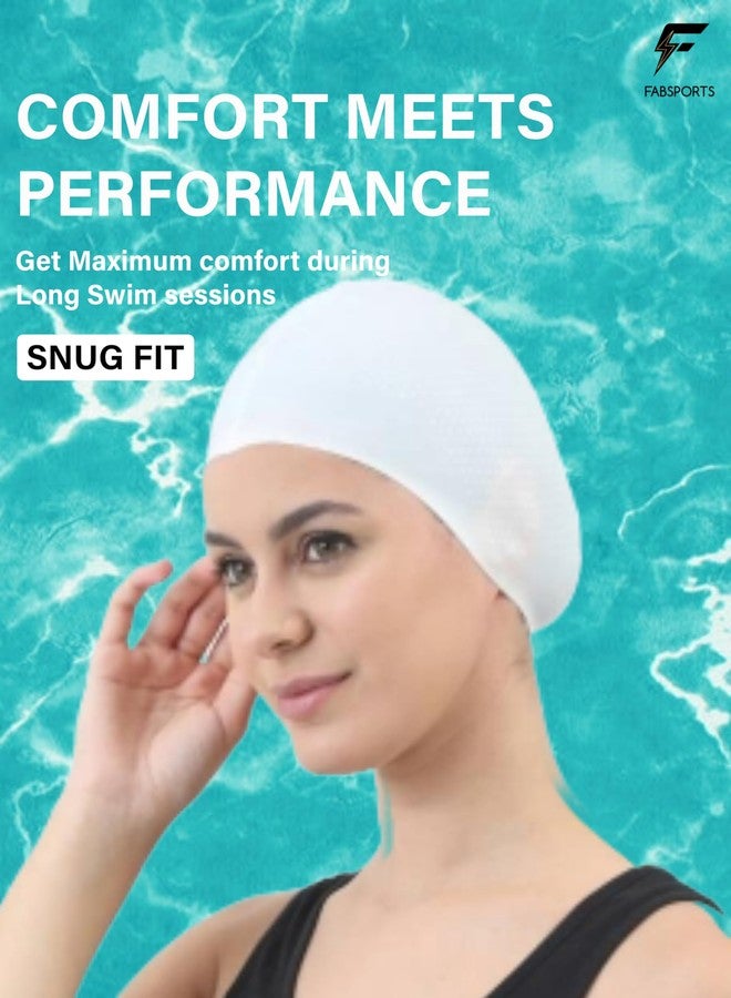 FABSPORTS Unisex Silicone Swim Cap - Easy-Fit Black Swimming Cap for Men, Women, Boys, Girls, and Kids - Ideal for all Hair Types - Long, Short - Image 3