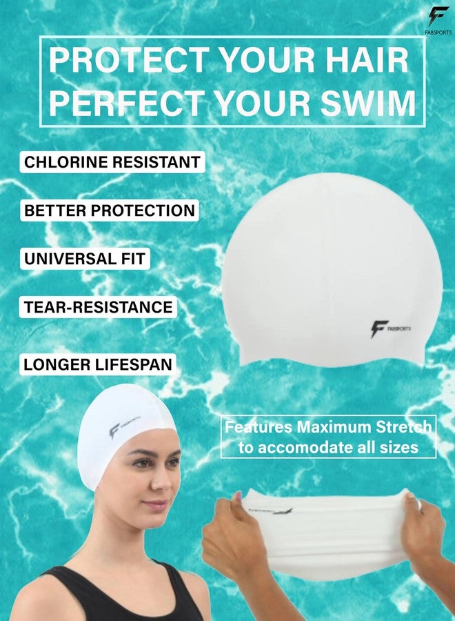 FABSPORTS Unisex Silicone Swim Cap - Easy-Fit Black Swimming Cap for Men, Women, Boys, Girls, and Kids - Ideal for all Hair Types - Long, Short - Image 4