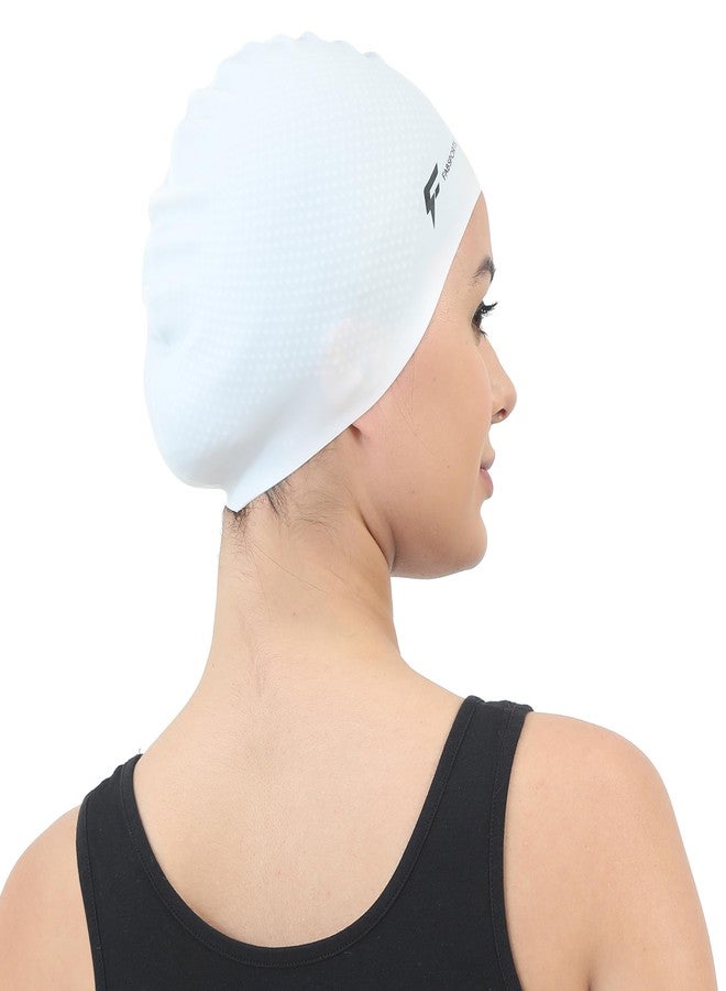 FABSPORTS Unisex Silicone Swim Cap - Easy-Fit Black Swimming Cap for Men, Women, Boys, Girls, and Kids - Ideal for all Hair Types - Long, Short - Image 2