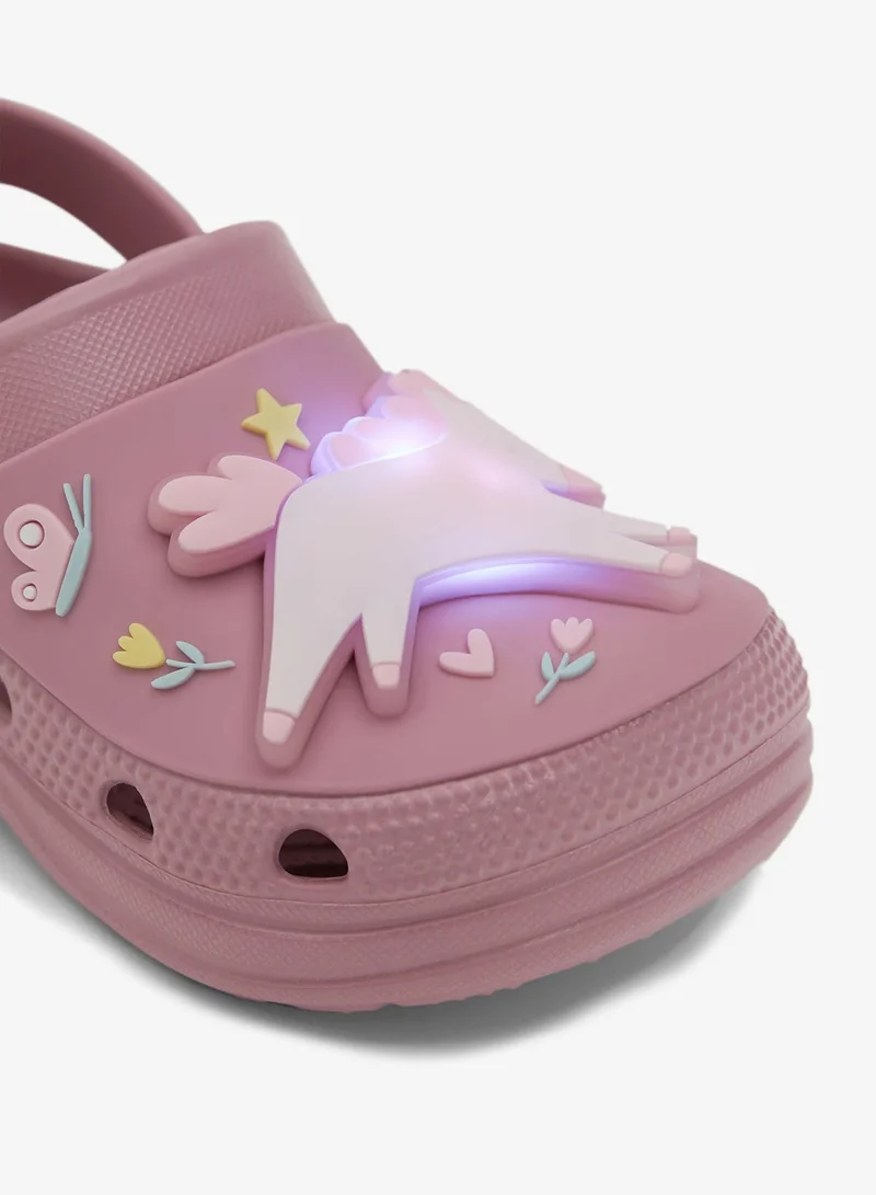ماتلان Girls Pink Unicorn Light Up Clogs