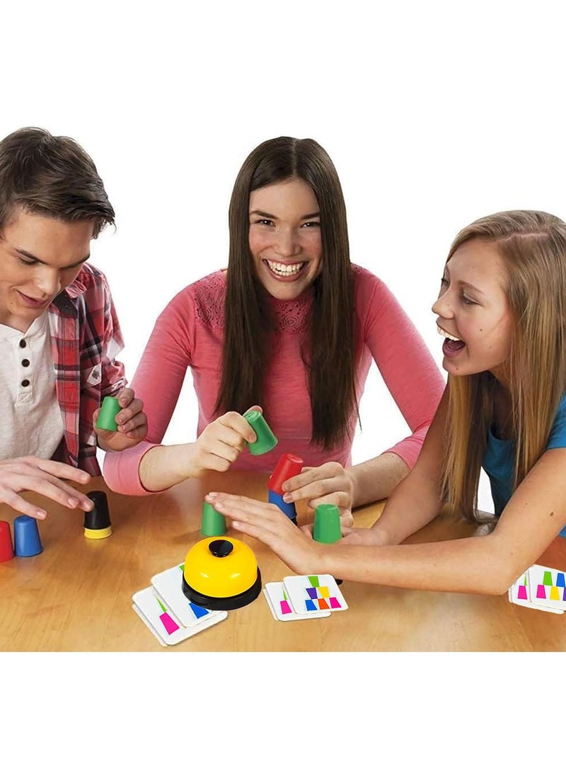 Quick Cups Game，Stacking Cups Toy Educational Toys，Classic Speed Match Cups Games for Parent-Child Interactive Stacking Cups Game with 50 Picture Cards, 12 Cups and Bell  - Image 5