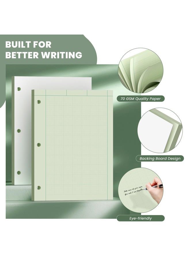 Aidunmis Engineering Paper 8.5 x 11, 100 Sheets Top Glue Binding Engineering Notebook, 5x5 Quad Ruled Graph Paper, 3-Hole Punched Engineering Computation Pad 8.5 x 11, Green Tint Engineering Paper Notebook - Image 3