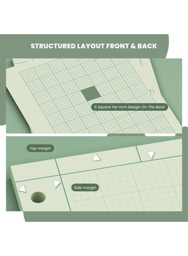 Aidunmis Engineering Paper 8.5 x 11, 100 Sheets Top Glue Binding Engineering Notebook, 5x5 Quad Ruled Graph Paper, 3-Hole Punched Engineering Computation Pad 8.5 x 11, Green Tint Engineering Paper Notebook - Image 5