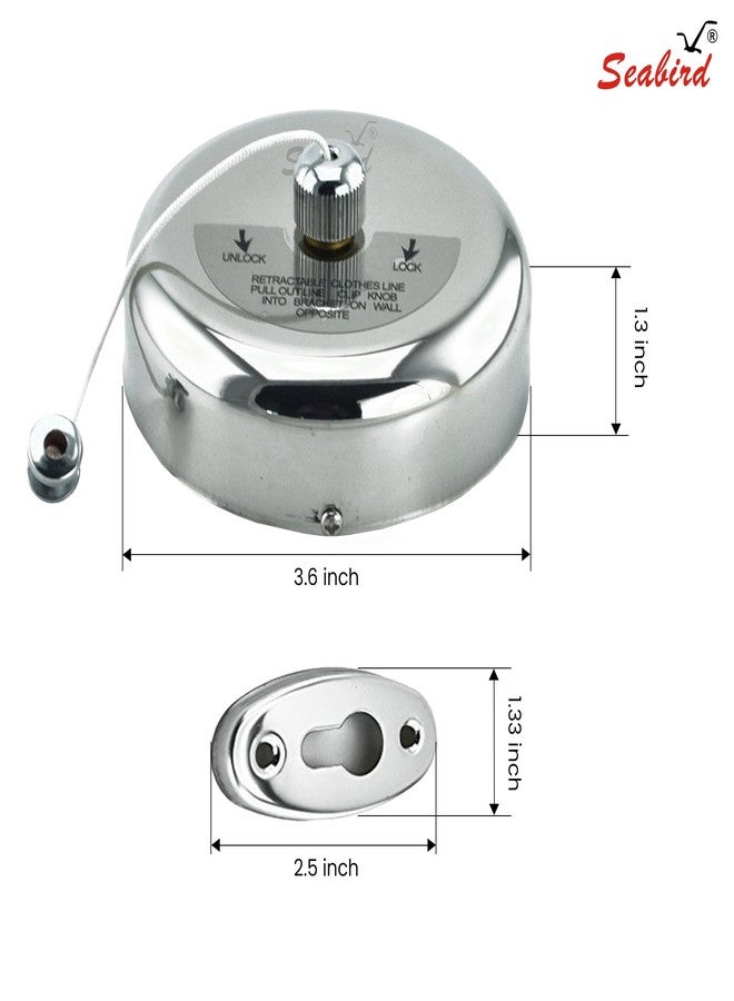 SEABIRD® Premium Retractable Clothesline | Stainless Steel Wall-Mounted Laundry Drying Line | Durable, Rust-Proof & Lockable Rope for Indoor & Outdoor Use (Silver) - Image 2