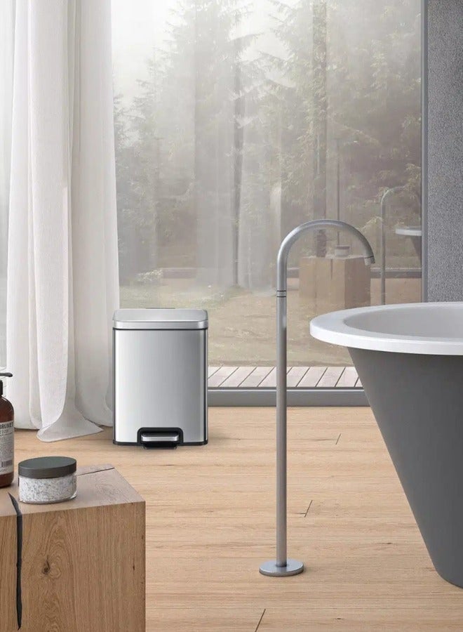 EKO سلة المهملات EKO المصنوعة من الفولاذ المقاوم للصدأ بدواسة سعة 12 لترًا باللون الفضي - Image 5