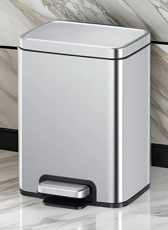 EKO سلة المهملات EKO المصنوعة من الفولاذ المقاوم للصدأ بدواسة سعة 12 لترًا باللون الفضي - Image 2