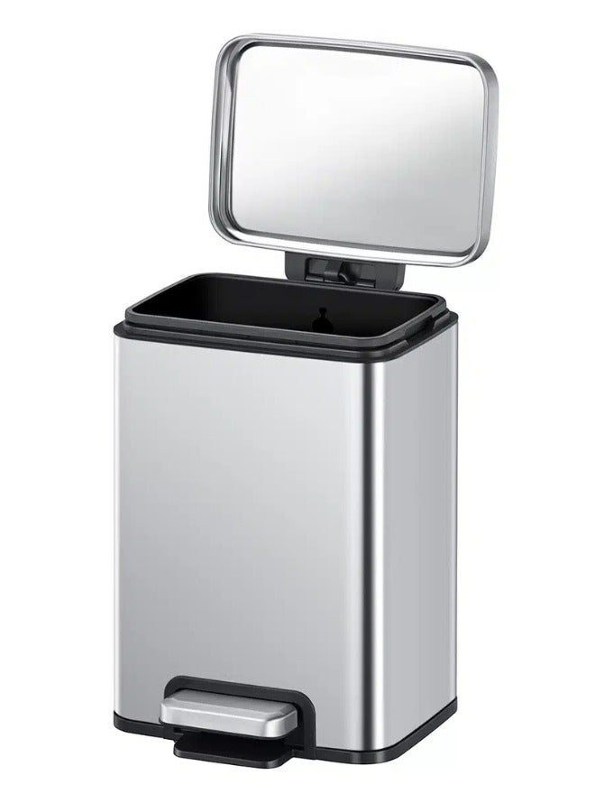 EKO سلة المهملات EKO المصنوعة من الفولاذ المقاوم للصدأ بدواسة سعة 12 لترًا باللون الفضي - Image 3