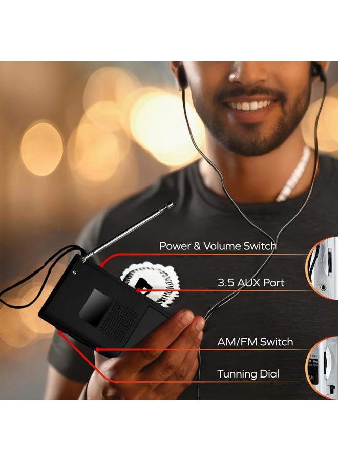 COBY Pocket-Size AM/FM Radio - Black (CR-203) - Image 2