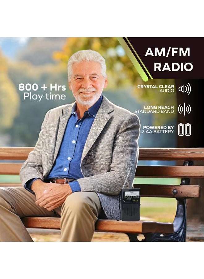 COBY Pocket-Size AM/FM Radio - Black (CR-203) - Image 3
