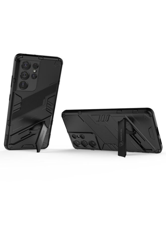 S-TOP Case For Samsung Galaxy S21 Ultra 5G Punk Armor 2 in 1 PC + TPU Shockproof Case with Invisible Holder - Image 4
