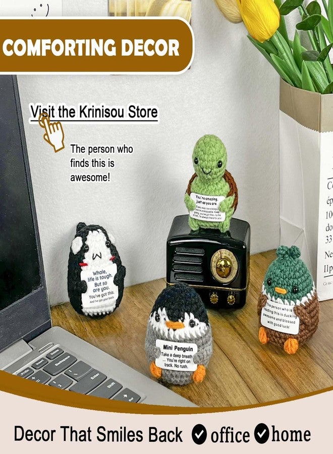 Krinisou Encouragement Orca Gift for Women Men, Thinking of You Gift for Friend Coworker, Cute Crochet Killer Whale with Positive Card, Life is Tough But So are You Desk Decor - Image 5