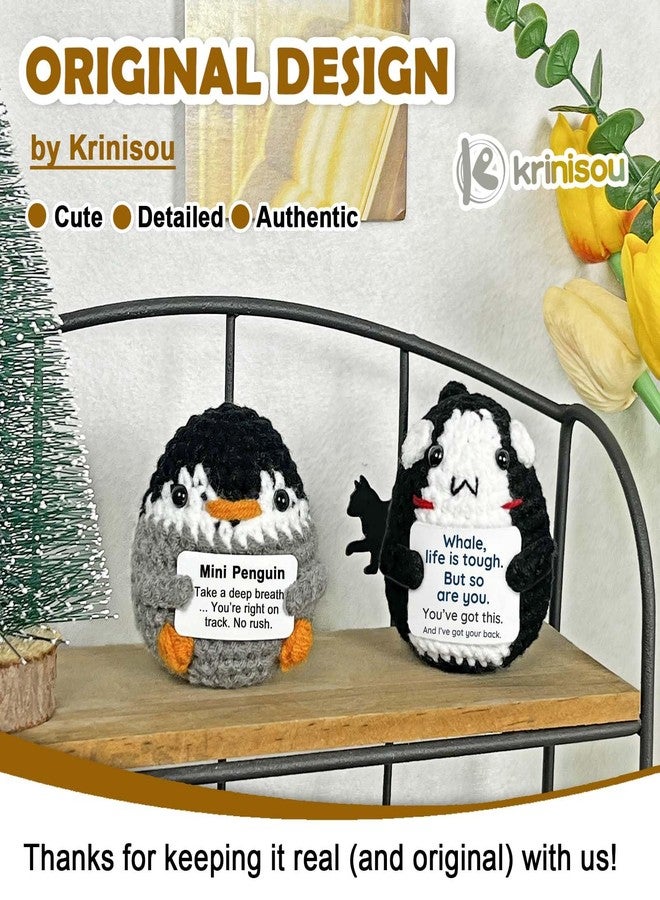Krinisou Encouragement Orca Gift for Women Men, Thinking of You Gift for Friend Coworker, Cute Crochet Killer Whale with Positive Card, Life is Tough But So are You Desk Decor - Image 3