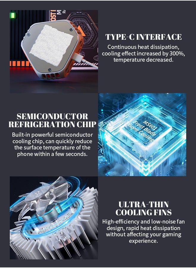 Generic Mobile Phone Cooler With Led Light, Mobile Phone Cooling Fan With Magnetic Suction, Bass, Fast Cooling, For iPhone/Samsung/Xiaomi/HONOR  - Image 3