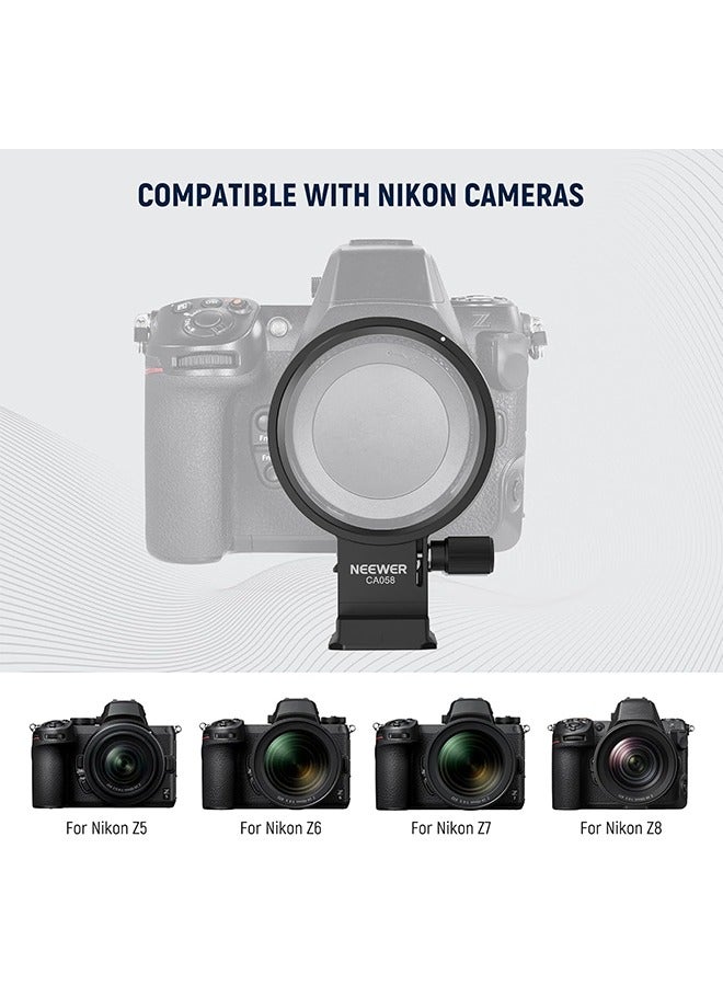 Neewer Neewer Rotatable Collar Mount Plate for Nikon Z8 Z7 II Z6 II Z5 FTZ II Adapter, Fast Horizontal to Vertical Camera Tripod Lens Mount Ring Compatible with DJI RS 3/2 & Arca Quick Release System, CA058  - Image 2