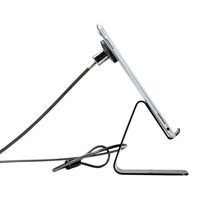CTA Digital Security Desktop Stand - CTA Tablet Desktop Security Kit with Display Stand and Theft-Deterrent Cable, Scratch Resistant Base, and Compact Metal Security Plate for Tablets and Phones (PAD-TDSK) - Image 5