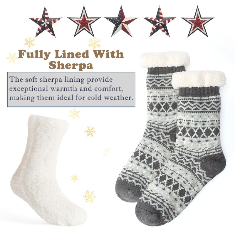 Cozylook Slipper Socks for Women Non Slip Fuzzy Thermal Cabin Socks Winter Warm Stocking Stuffers Size LXL - Image 4